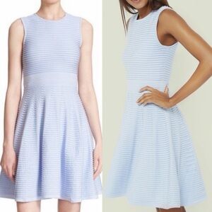 Ted Baker London Nadyne Ottoman Ribbed Fit & Flare Dress in Light Blue